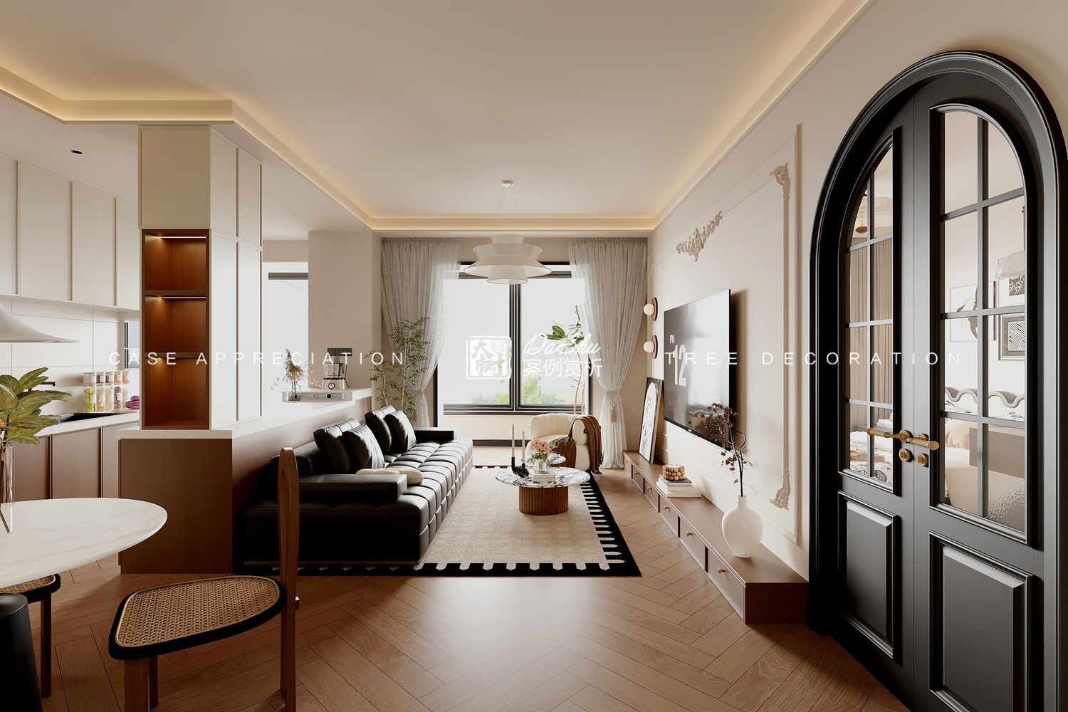 龙创睦邻89㎡中古风效果图