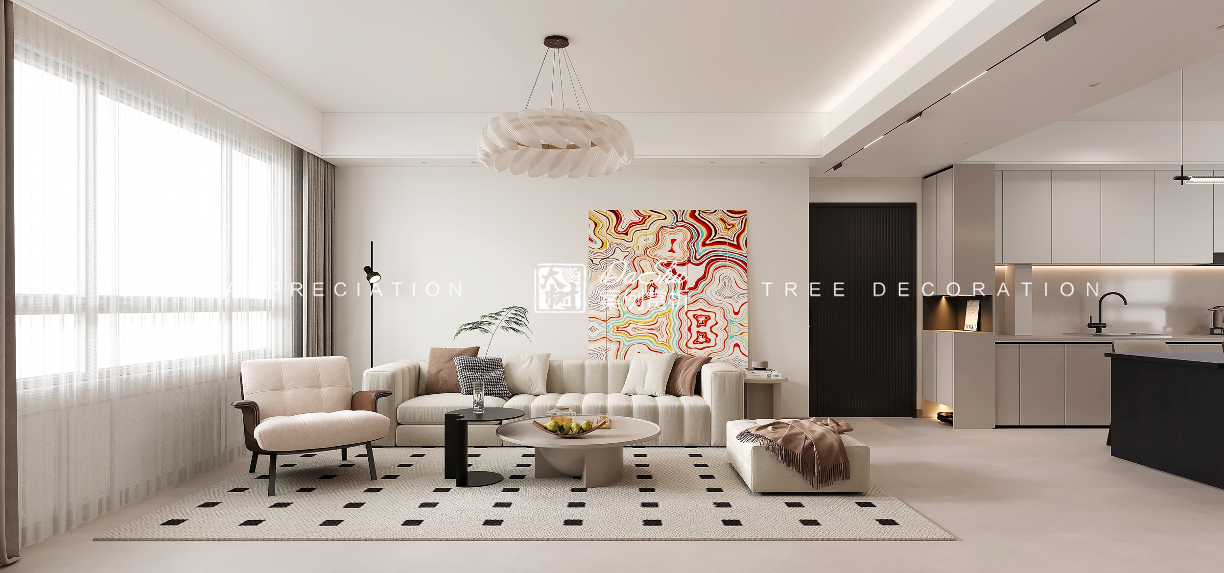 爱达晶品85㎡现代风格效果图