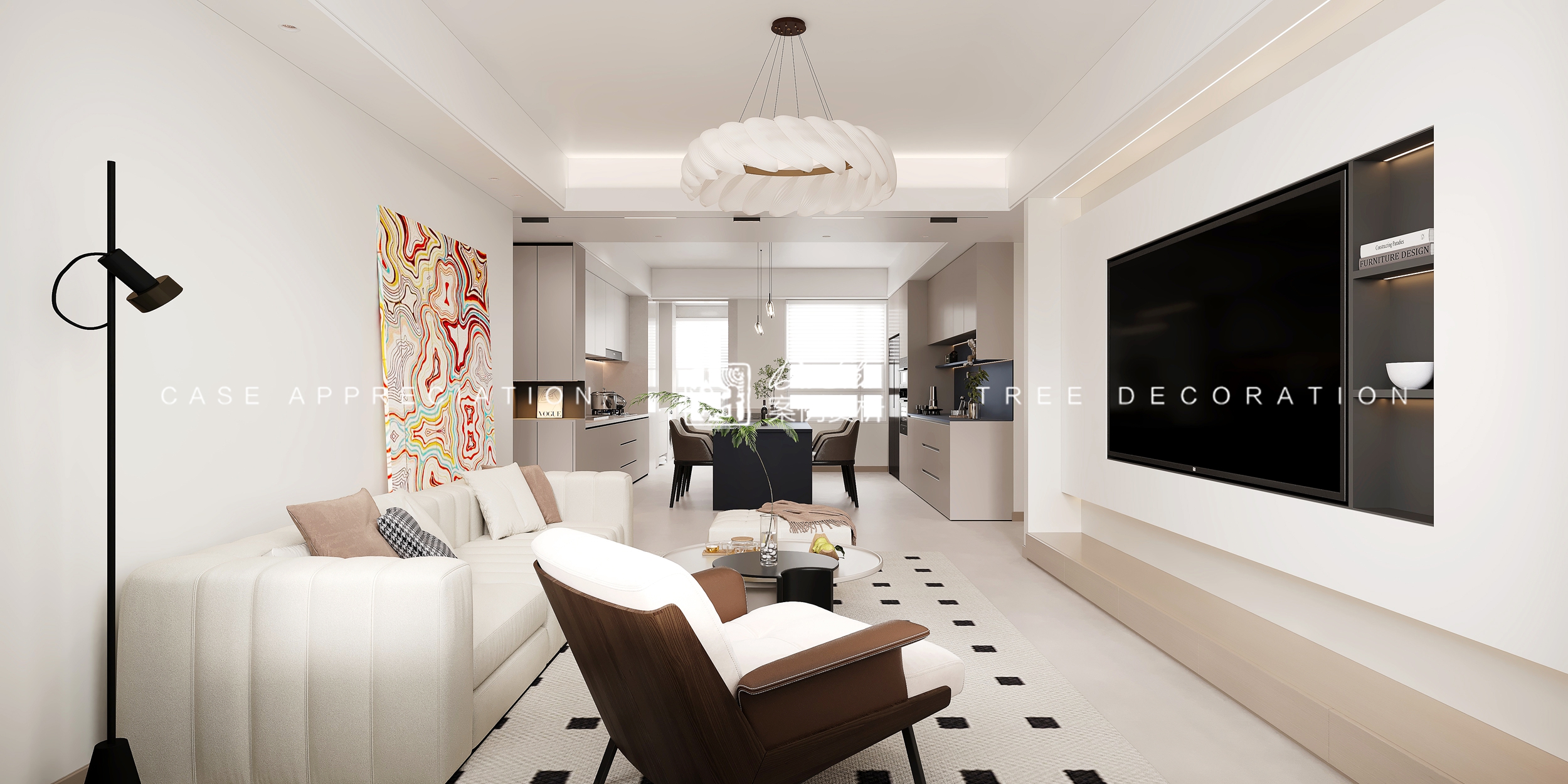 爱达晶品85㎡现代风格效果图