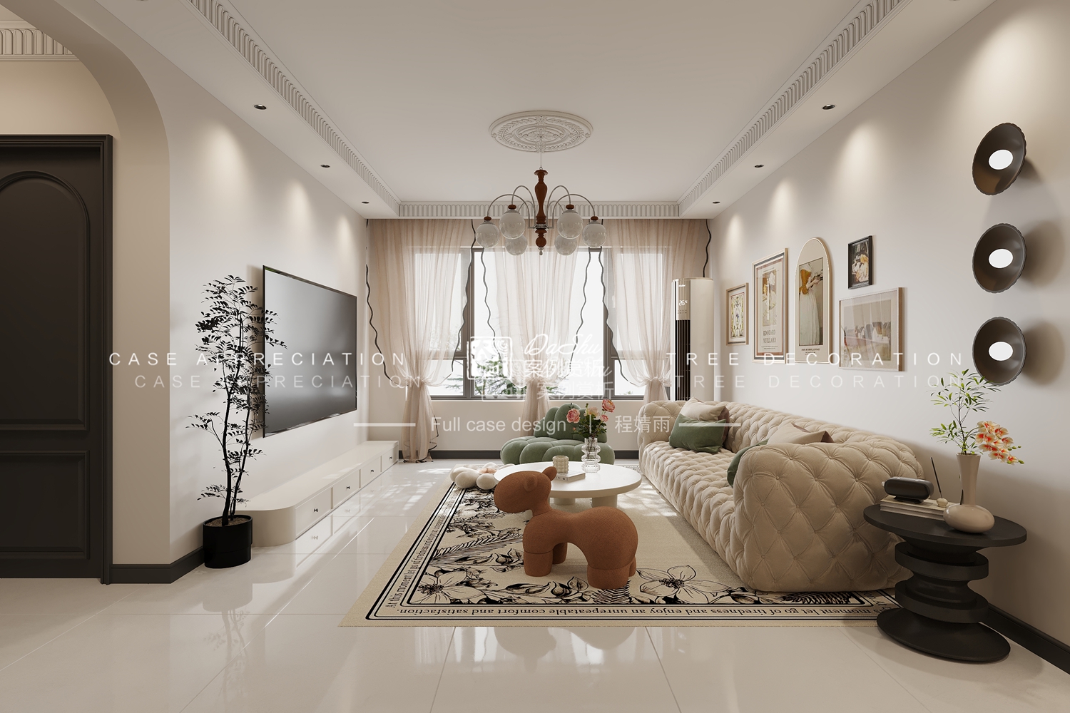 东方瑞景80㎡现代奶油风效果图