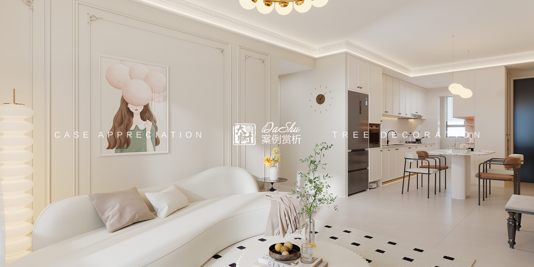 龙创睦邻80㎡法式风格效果图