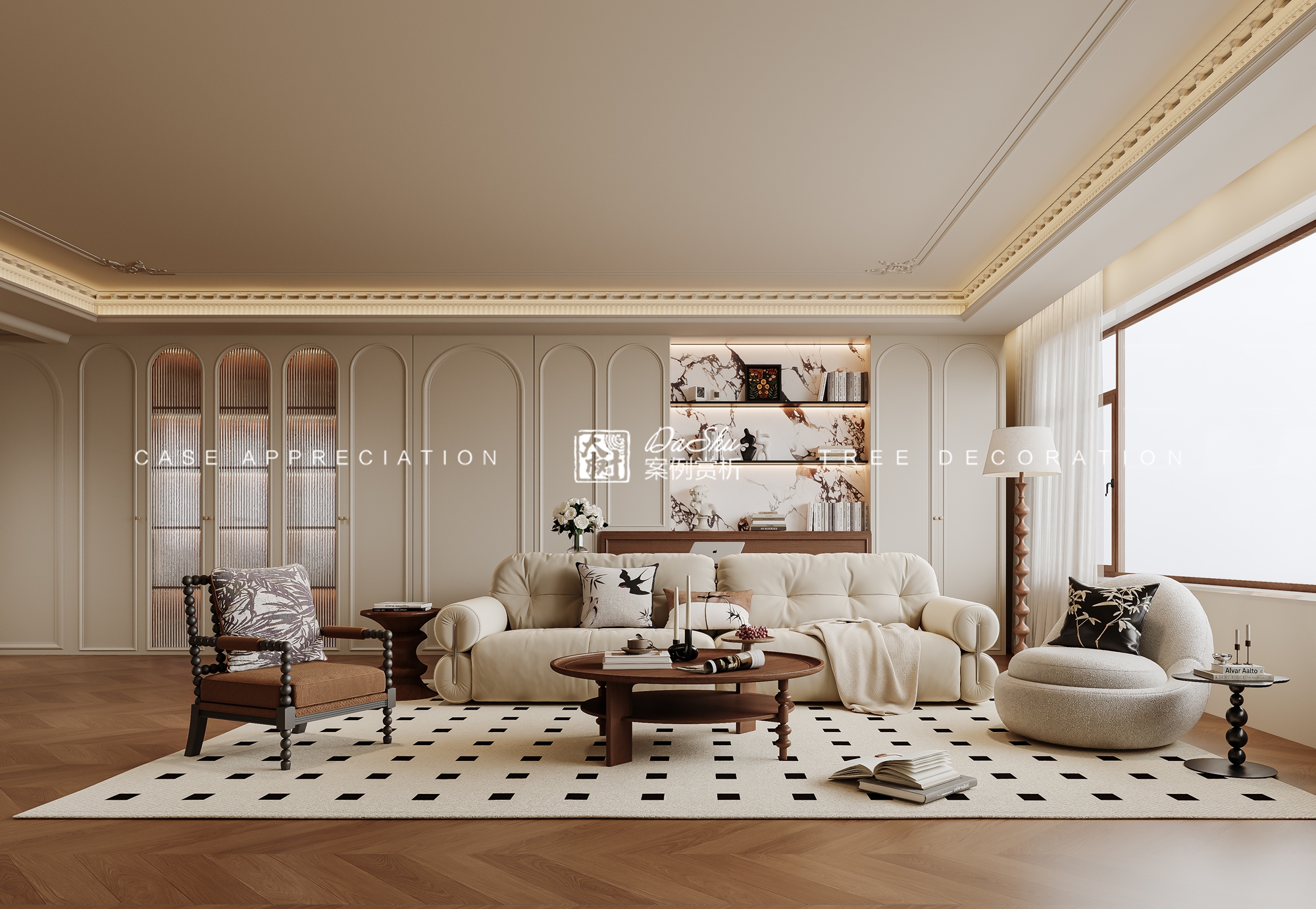 九里芳华98㎡法式风格效果图