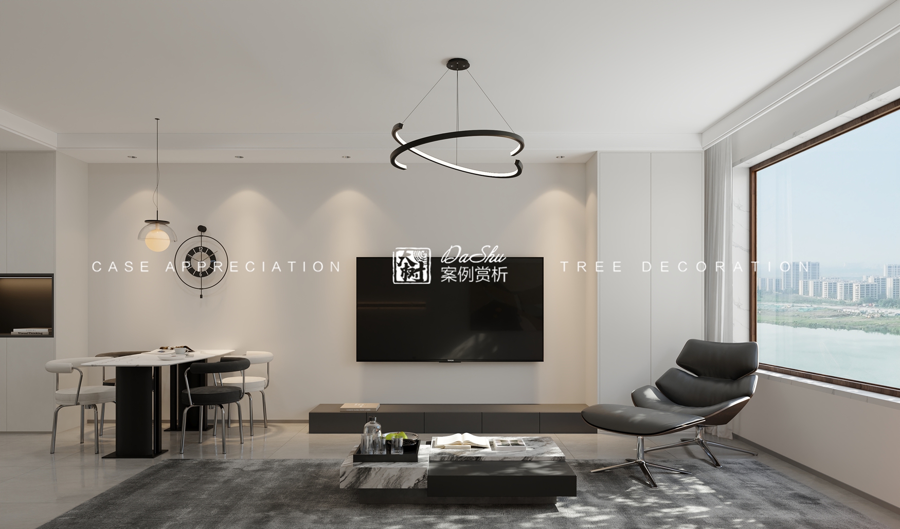 保利明玥时光60㎡黑白灰效果图